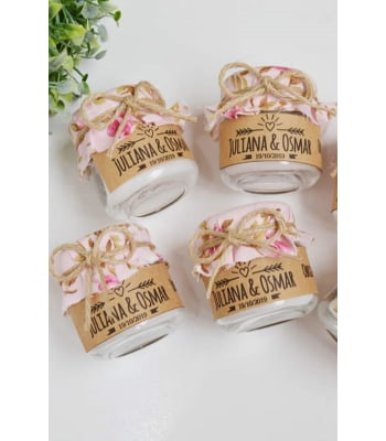 Lembrancinha de Casamento Vela com Tecido - TAM P